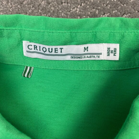 Criquet Players Polo Shirt Mens Medium Green Shamrock Pocket 4 Btn Golf Preppy - Picture 5 of 10